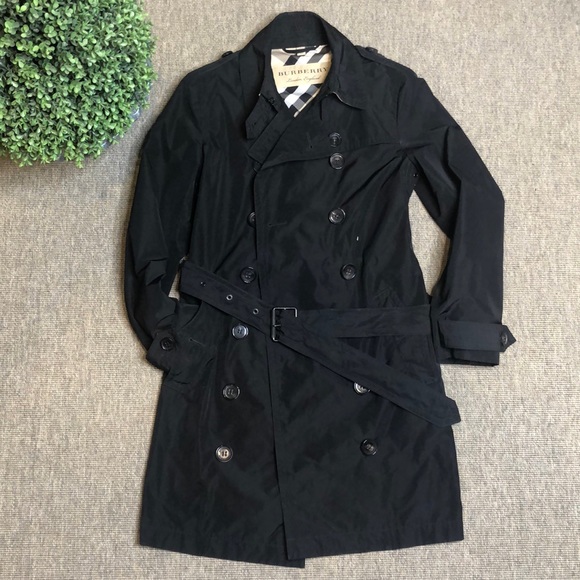 Burberry London black trench coat size 6